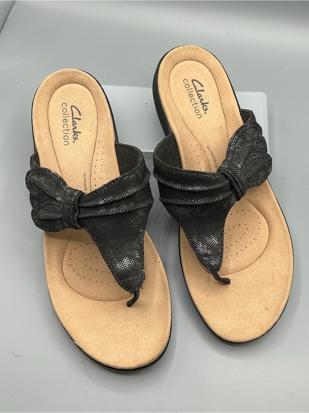 CLARKS WOMEN'S Lauriann RAE FLAT SANDAL BLACK SLIP ON, size 10